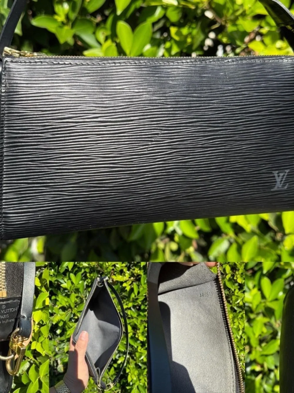 Vintage Louis Vuitton Black Pochette, Authentic + COA | AR0198